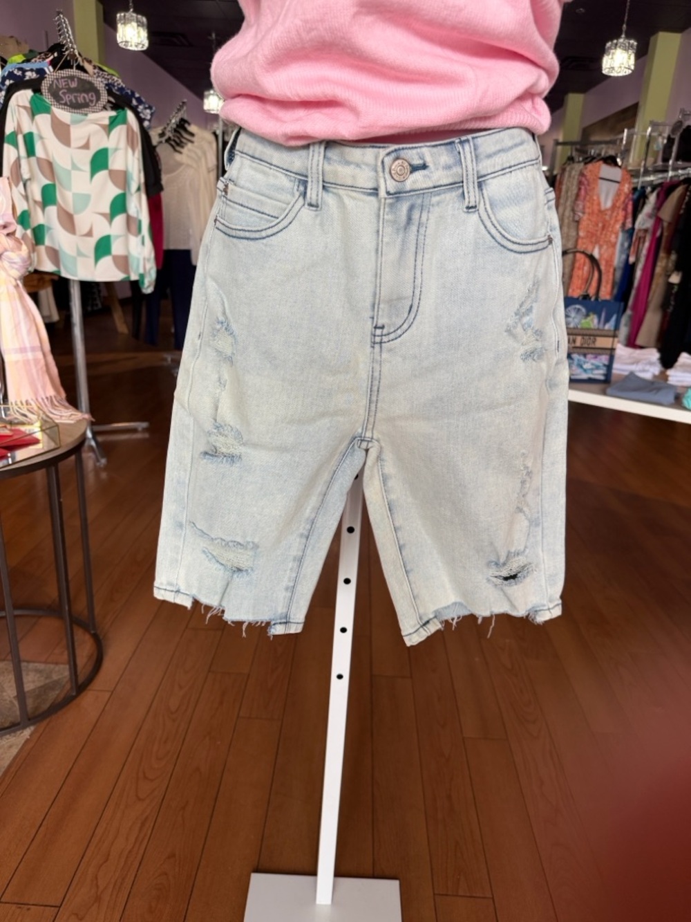 white birch Light Wash Distressed Jean Shorts
